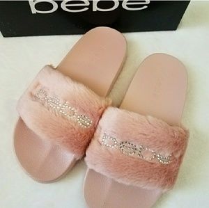 Bebe Furiosa Slide Sandals Pink Nude New